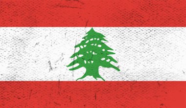 Dalgalı grunge desenli Lübnan bayrağı. Vektör arkaplanı.