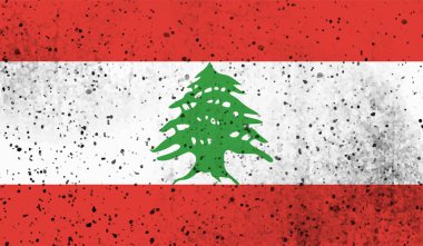 Dalgalı grunge desenli Lübnan bayrağı. Vektör arkaplanı.