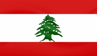 Dalgalı grunge desenli Lübnan bayrağı. Vektör arkaplanı.