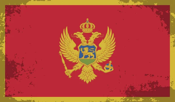 Bandera Montenegro Con Textura Grunge Ondeante Fondo Vectorial — Archivo Imágenes Vectoriales