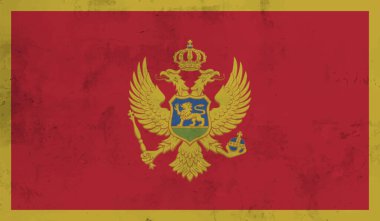 Dalgalı grunge dokusuyla Karadağ bayrağı. Vektör arkaplanı.