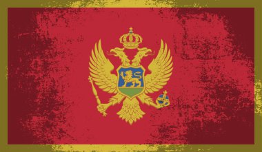 Dalgalı grunge dokusuyla Karadağ bayrağı. Vektör arkaplanı.