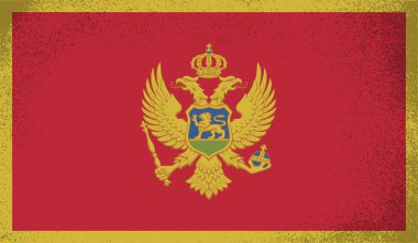 Dalgalı grunge dokusuyla Karadağ bayrağı. Vektör arkaplanı.