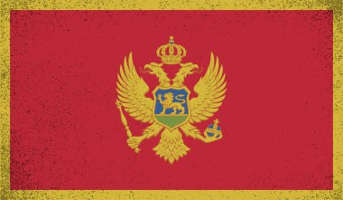 Dalgalı grunge dokusuyla Karadağ bayrağı. Vektör arkaplanı.