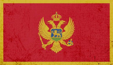 Dalgalı grunge dokusuyla Karadağ bayrağı. Vektör arkaplanı.