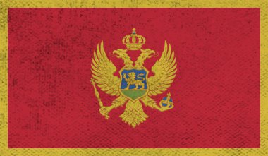 Dalgalı grunge dokusuyla Karadağ bayrağı. Vektör arkaplanı.