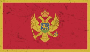 Dalgalı grunge dokusuyla Karadağ bayrağı. Vektör arkaplanı.