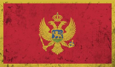 Dalgalı grunge dokusuyla Karadağ bayrağı. Vektör arkaplanı.