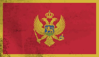 Dalgalı grunge dokusuyla Karadağ bayrağı. Vektör arkaplanı.