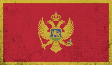 Dalgalı grunge dokusuyla Karadağ bayrağı. Vektör arkaplanı.