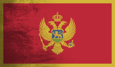 Dalgalı grunge dokusuyla Karadağ bayrağı. Vektör arkaplanı.