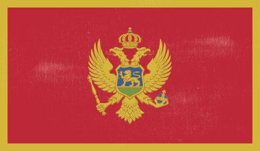 Dalgalı grunge dokusuyla Karadağ bayrağı. Vektör arkaplanı.