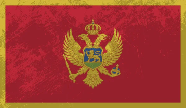 Montenegro Flag Med Vinkende Grunge Tekstur Vektorbaggrund – Stock-vektor