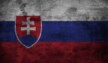 Dalgalı grunge desenli Slovakya bayrağı. Vektör arkaplanı.