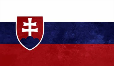 Dalgalı grunge desenli Slovakya bayrağı. Vektör arkaplanı.