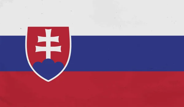 Dalgalı grunge desenli Slovakya bayrağı. Vektör arkaplanı.