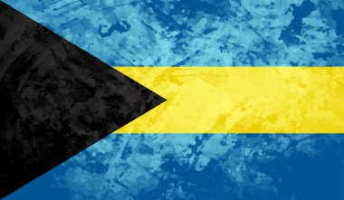 Sallanan grunge desenli Bahama bayrağı. Vektör arkaplanı.