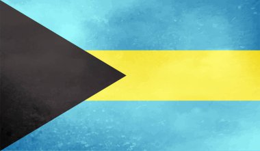 Sallanan grunge desenli Bahama bayrağı. Vektör arkaplanı.