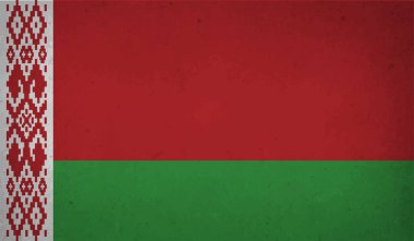 Sallanan grunge desenli Belarus bayrağı. Vektör arkaplanı.
