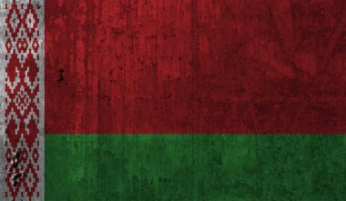 Sallanan grunge desenli Belarus bayrağı. Vektör arkaplanı.