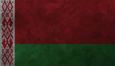 Sallanan grunge desenli Belarus bayrağı. Vektör arkaplanı.