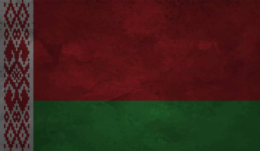 Sallanan grunge desenli Belarus bayrağı. Vektör arkaplanı.