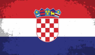 Sallanan grunge dokusuyla Hırvatistan bayrağı. Vektör arkaplanı.