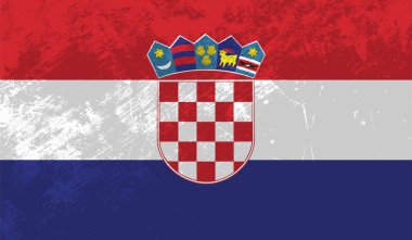 Sallanan grunge dokusuyla Hırvatistan bayrağı. Vektör arkaplanı.