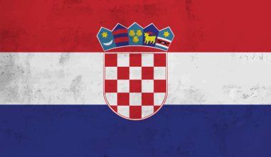 Sallanan grunge dokusuyla Hırvatistan bayrağı. Vektör arkaplanı.