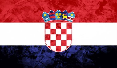 Sallanan grunge dokusuyla Hırvatistan bayrağı. Vektör arkaplanı.