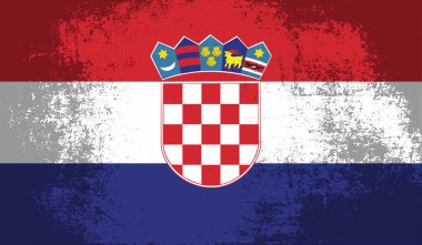 Sallanan grunge dokusuyla Hırvatistan bayrağı. Vektör arkaplanı.