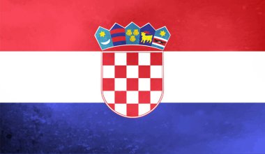 Sallanan grunge dokusuyla Hırvatistan bayrağı. Vektör arkaplanı.