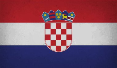 Sallanan grunge dokusuyla Hırvatistan bayrağı. Vektör arkaplanı.