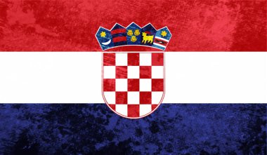 Sallanan grunge dokusuyla Hırvatistan bayrağı. Vektör arkaplanı.