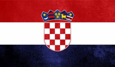 Sallanan grunge dokusuyla Hırvatistan bayrağı. Vektör arkaplanı.