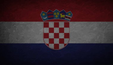 Sallanan grunge dokusuyla Hırvatistan bayrağı. Vektör arkaplanı.