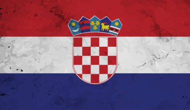 Sallanan grunge dokusuyla Hırvatistan bayrağı. Vektör arkaplanı.