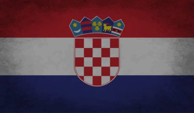 Sallanan grunge dokusuyla Hırvatistan bayrağı. Vektör arkaplanı.