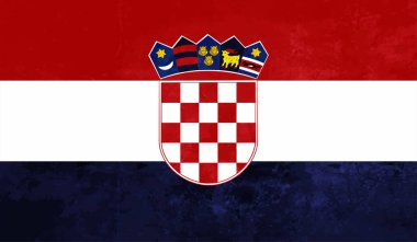 Sallanan grunge dokusuyla Hırvatistan bayrağı. Vektör arkaplanı.