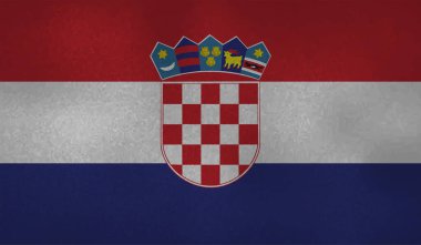 Sallanan grunge dokusuyla Hırvatistan bayrağı. Vektör arkaplanı.
