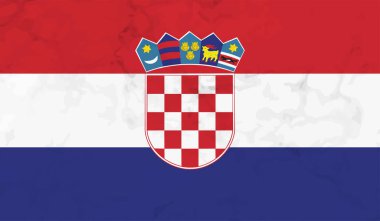 Sallanan grunge dokusuyla Hırvatistan bayrağı. Vektör arkaplanı.