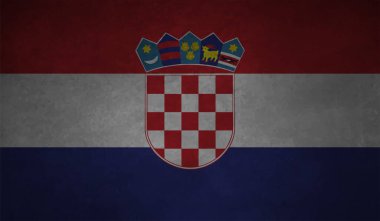 Sallanan grunge dokusuyla Hırvatistan bayrağı. Vektör arkaplanı.