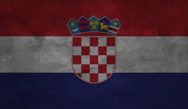 Sallanan grunge dokusuyla Hırvatistan bayrağı. Vektör arkaplanı.