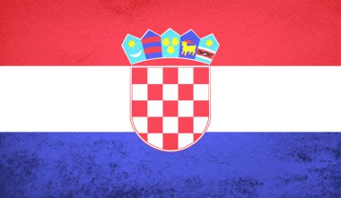 Sallanan grunge dokusuyla Hırvatistan bayrağı. Vektör arkaplanı.