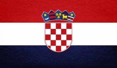 Sallanan grunge dokusuyla Hırvatistan bayrağı. Vektör arkaplanı.