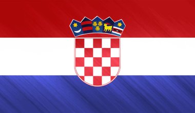 Sallanan grunge dokusuyla Hırvatistan bayrağı. Vektör arkaplanı.