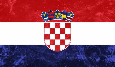 Sallanan grunge dokusuyla Hırvatistan bayrağı. Vektör arkaplanı.