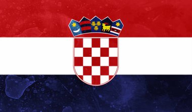 Sallanan grunge dokusuyla Hırvatistan bayrağı. Vektör arkaplanı.