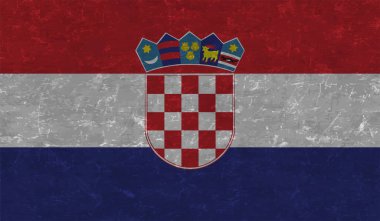 Sallanan grunge dokusuyla Hırvatistan bayrağı. Vektör arkaplanı.