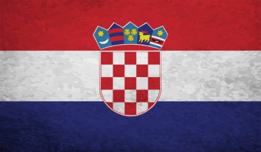 Sallanan grunge dokusuyla Hırvatistan bayrağı. Vektör arkaplanı.